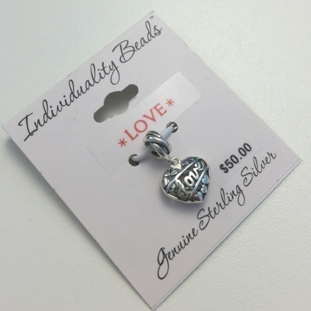 Silver Heart Charm for necklaces or bracelet - Great gift idea